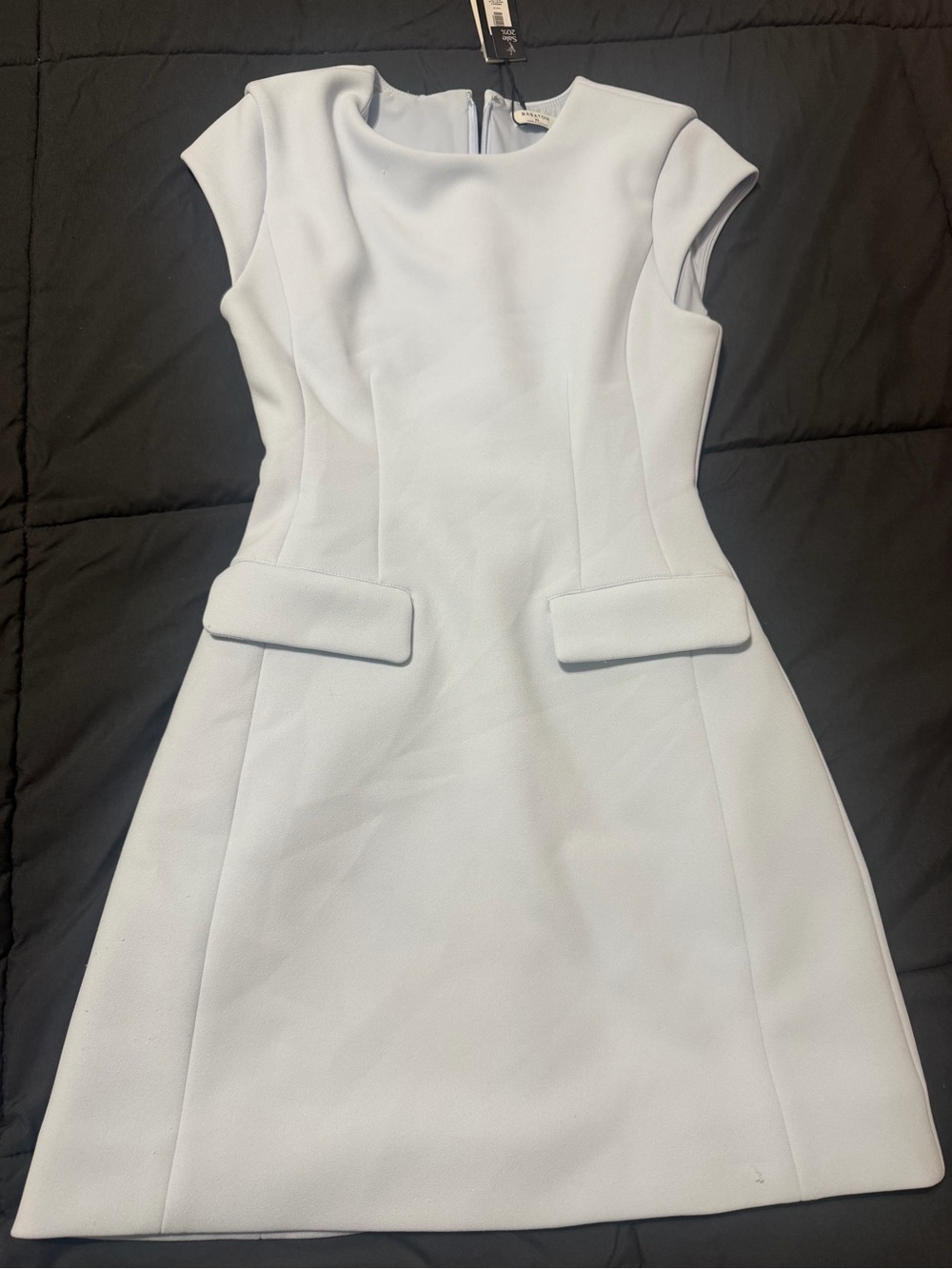 Cap-Sleeve Light Blue Fit-and-Flare Dress